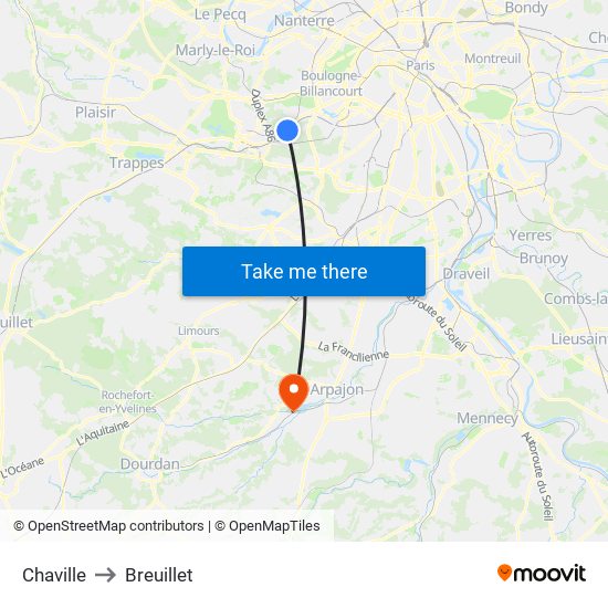 Chaville to Breuillet map