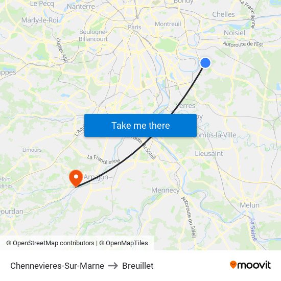 Chennevieres-Sur-Marne to Breuillet map