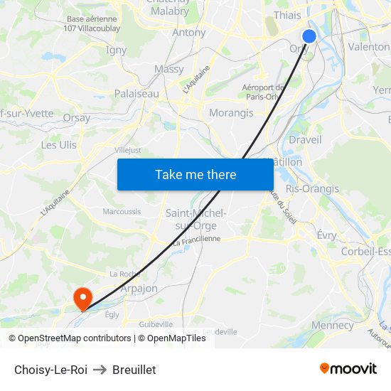 Choisy-Le-Roi to Breuillet map