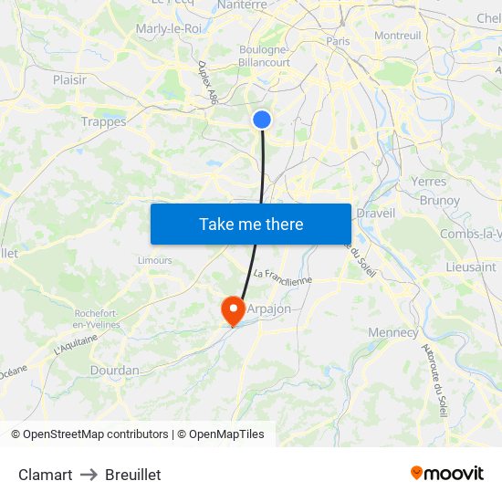 Clamart to Breuillet map