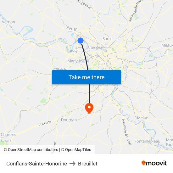 Conflans-Sainte-Honorine to Breuillet map