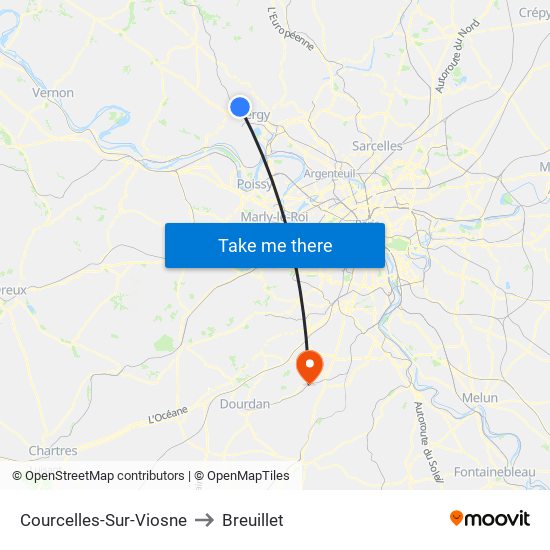 Courcelles-Sur-Viosne to Breuillet map