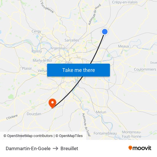 Dammartin-En-Goele to Breuillet map