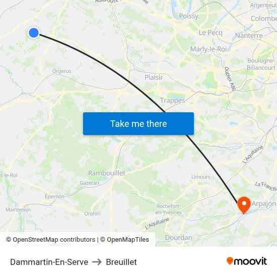 Dammartin-En-Serve to Breuillet map