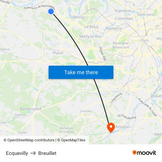Ecquevilly to Breuillet map