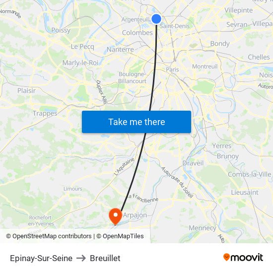 Epinay-Sur-Seine to Breuillet map