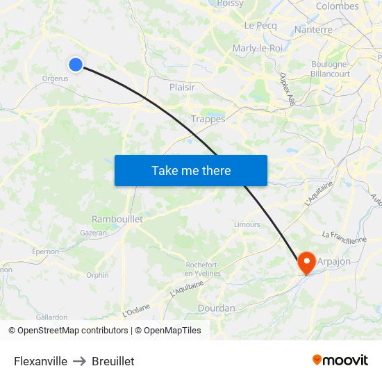 Flexanville to Breuillet map