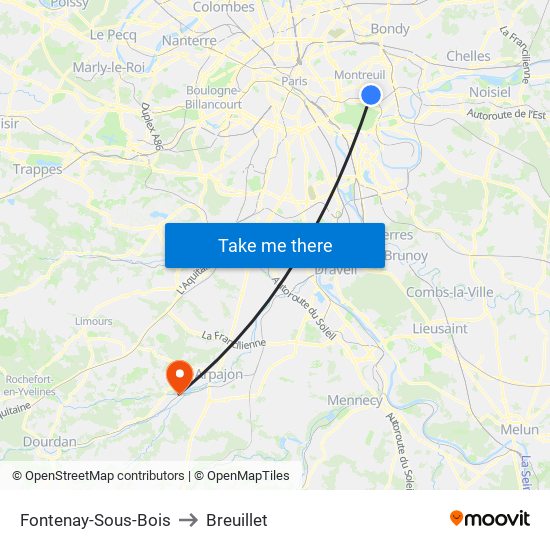 Fontenay-Sous-Bois to Breuillet map