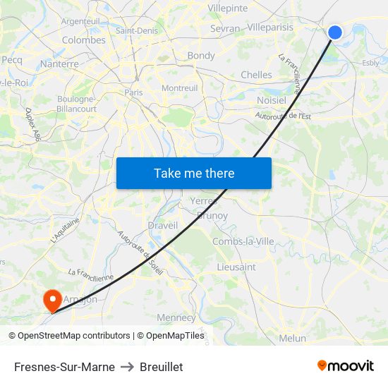 Fresnes-Sur-Marne to Breuillet map