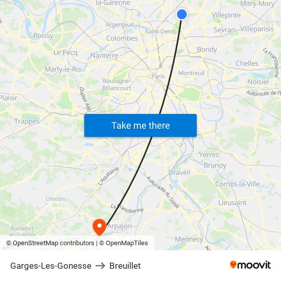 Garges-Les-Gonesse to Breuillet map