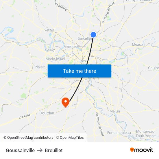 Goussainville to Breuillet map