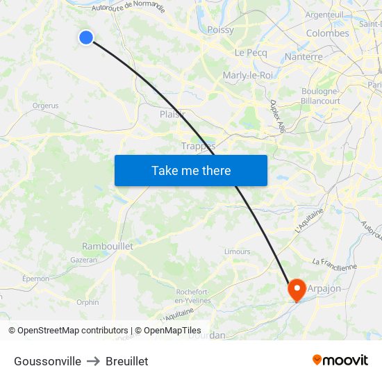 Goussonville to Breuillet map