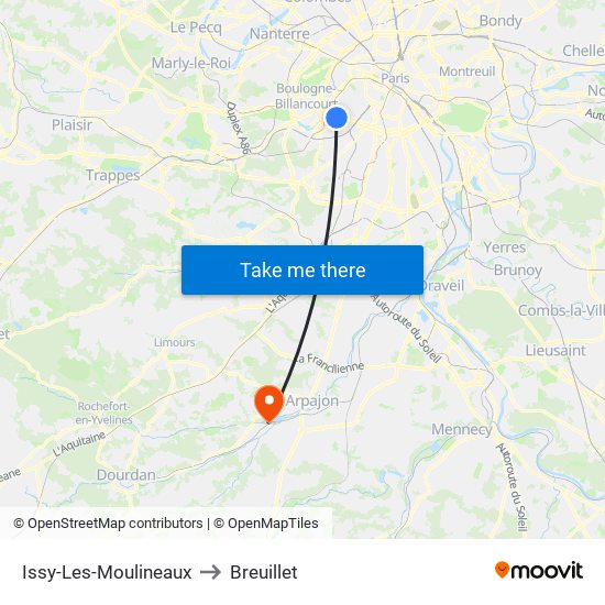Issy-Les-Moulineaux to Breuillet map