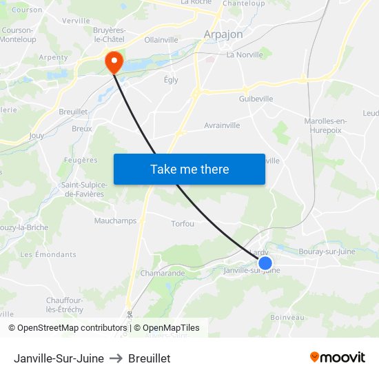 Janville-Sur-Juine to Breuillet map