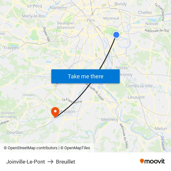 Joinville-Le-Pont to Breuillet map