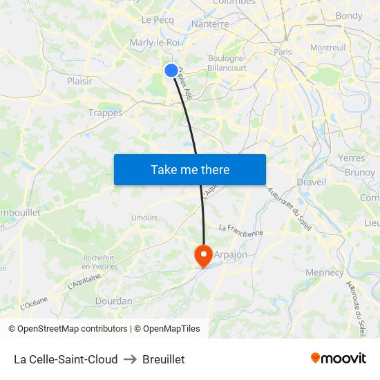 La Celle-Saint-Cloud to Breuillet map