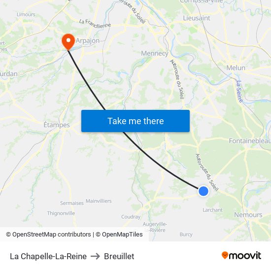 La Chapelle-La-Reine to Breuillet map