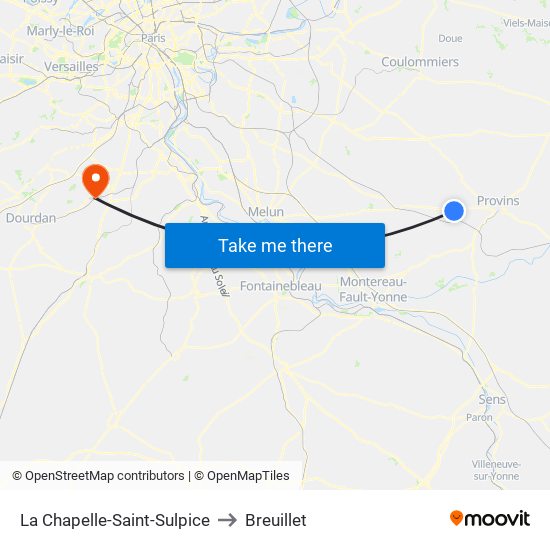 La Chapelle-Saint-Sulpice to Breuillet map