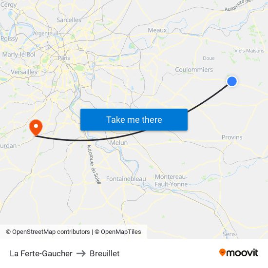 La Ferte-Gaucher to Breuillet map