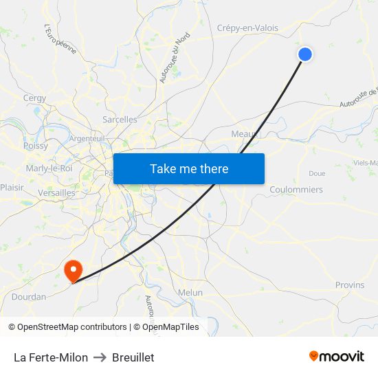 La Ferte-Milon to Breuillet map
