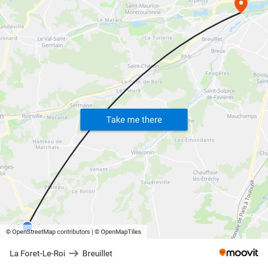 La Foret-Le-Roi to Breuillet map