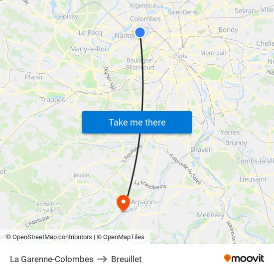 La Garenne-Colombes to Breuillet map
