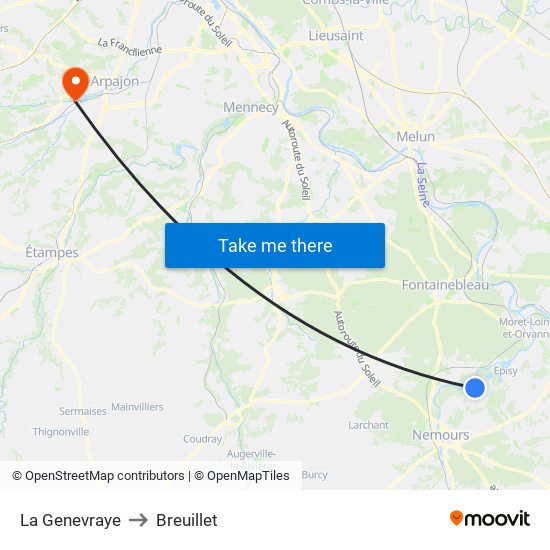 La Genevraye to Breuillet map