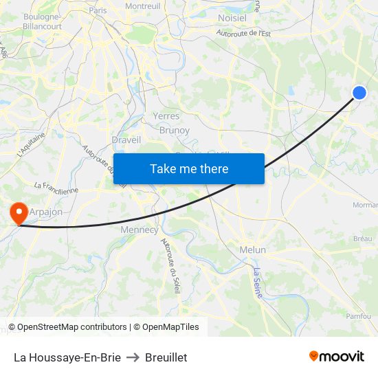 La Houssaye-En-Brie to Breuillet map