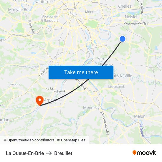 La Queue-En-Brie to Breuillet map
