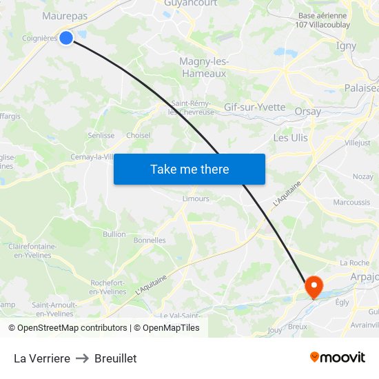 La Verriere to Breuillet map