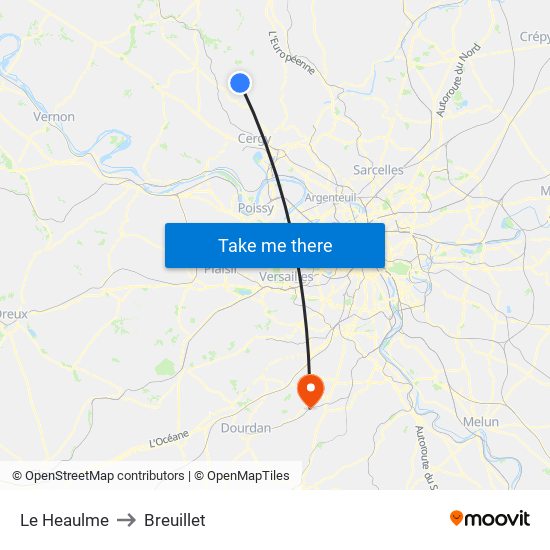 Le Heaulme to Breuillet map