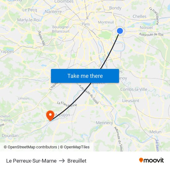 Le Perreux-Sur-Marne to Breuillet map