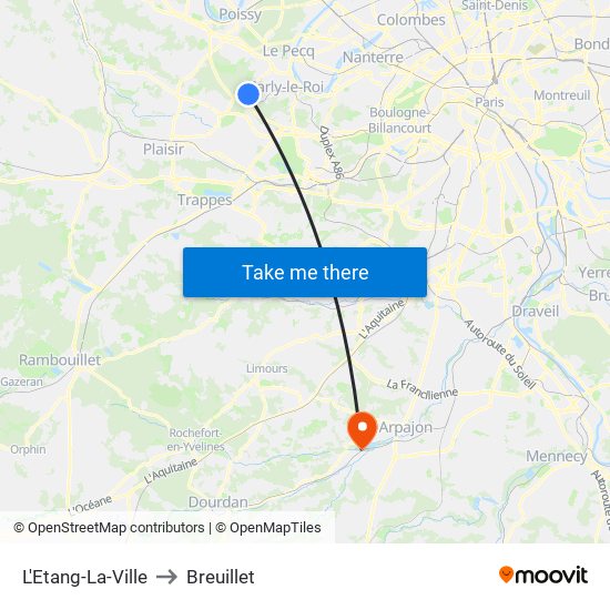 L'Etang-La-Ville to Breuillet map