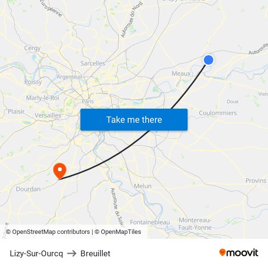 Lizy-Sur-Ourcq to Breuillet map