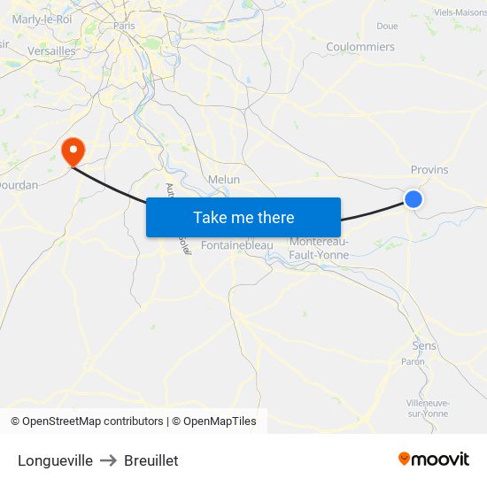 Longueville to Breuillet map