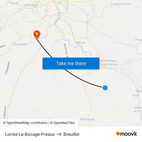 Lorrez-Le-Bocage-Preaux to Breuillet map