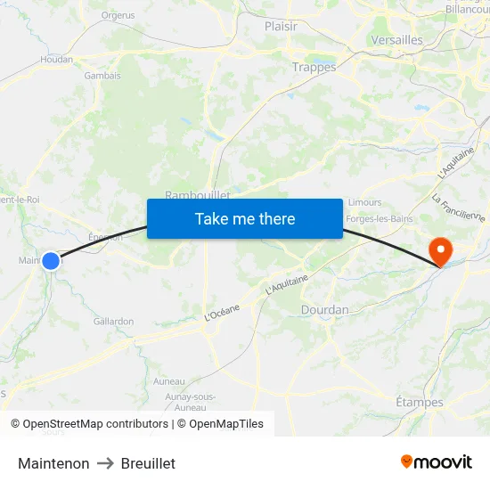 Maintenon to Breuillet map