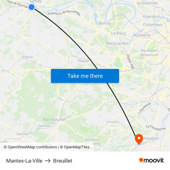Mantes-La-Ville to Breuillet map