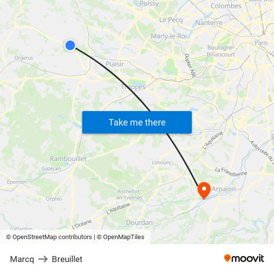 Marcq to Breuillet map