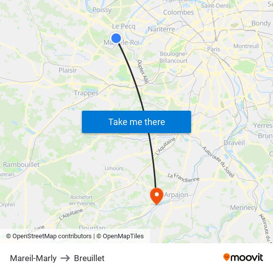 Mareil-Marly to Breuillet map