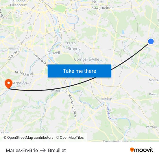 Marles-En-Brie to Breuillet map