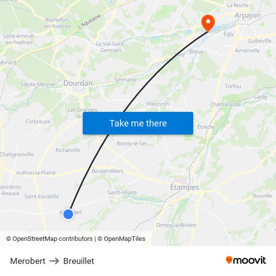 Merobert to Breuillet map