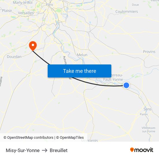 Misy-Sur-Yonne to Breuillet map