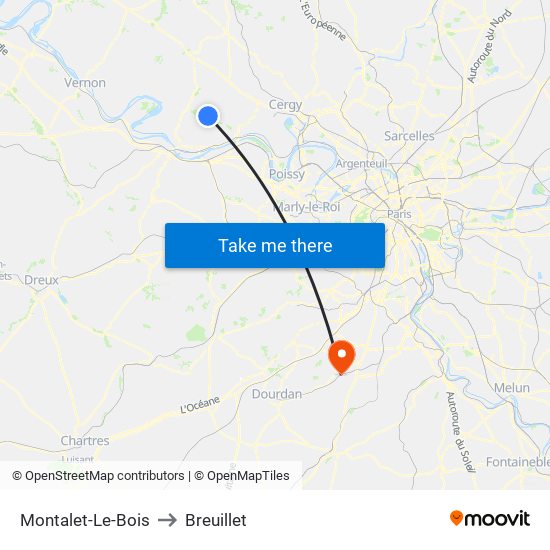 Montalet-Le-Bois to Breuillet map
