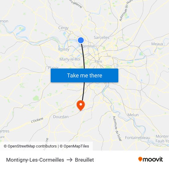 Montigny-Les-Cormeilles to Breuillet map