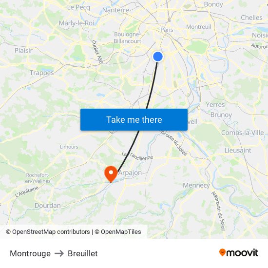 Montrouge to Breuillet map