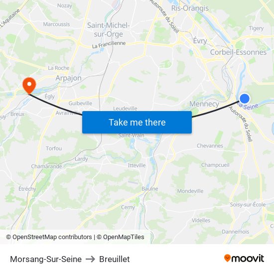 Morsang-Sur-Seine to Breuillet map