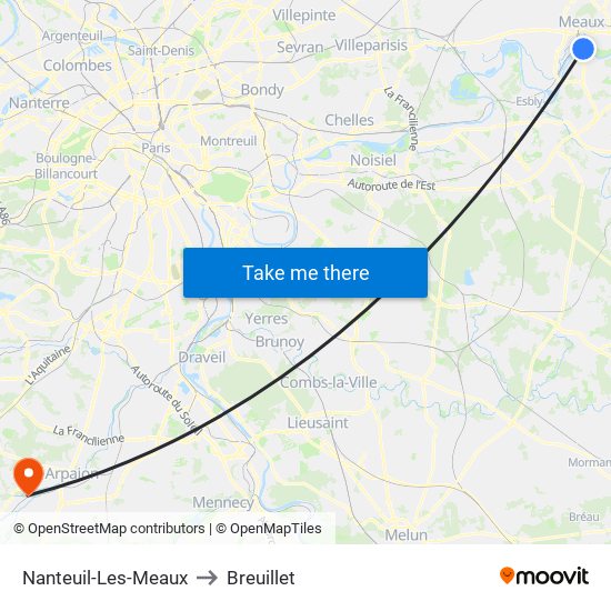 Nanteuil-Les-Meaux to Breuillet map