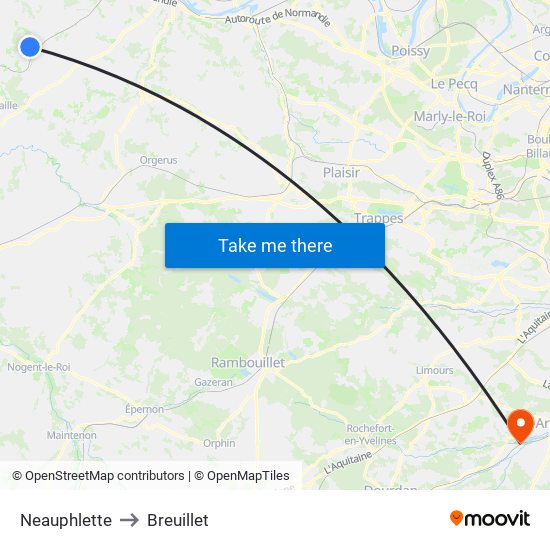Neauphlette to Breuillet map