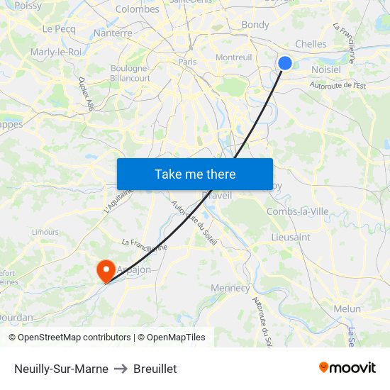 Neuilly-Sur-Marne to Breuillet map